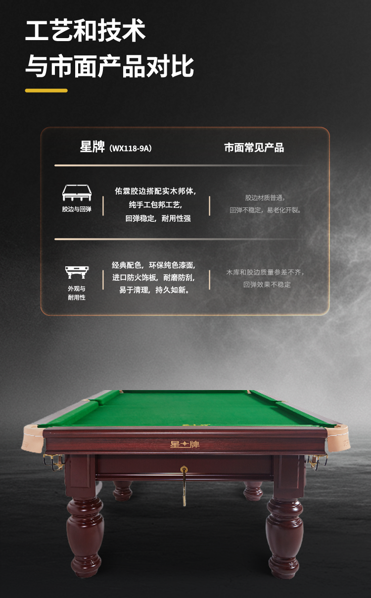 星牌中式台球桌XW118-9A